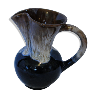 Blue, grey and brown flame stoneware jug