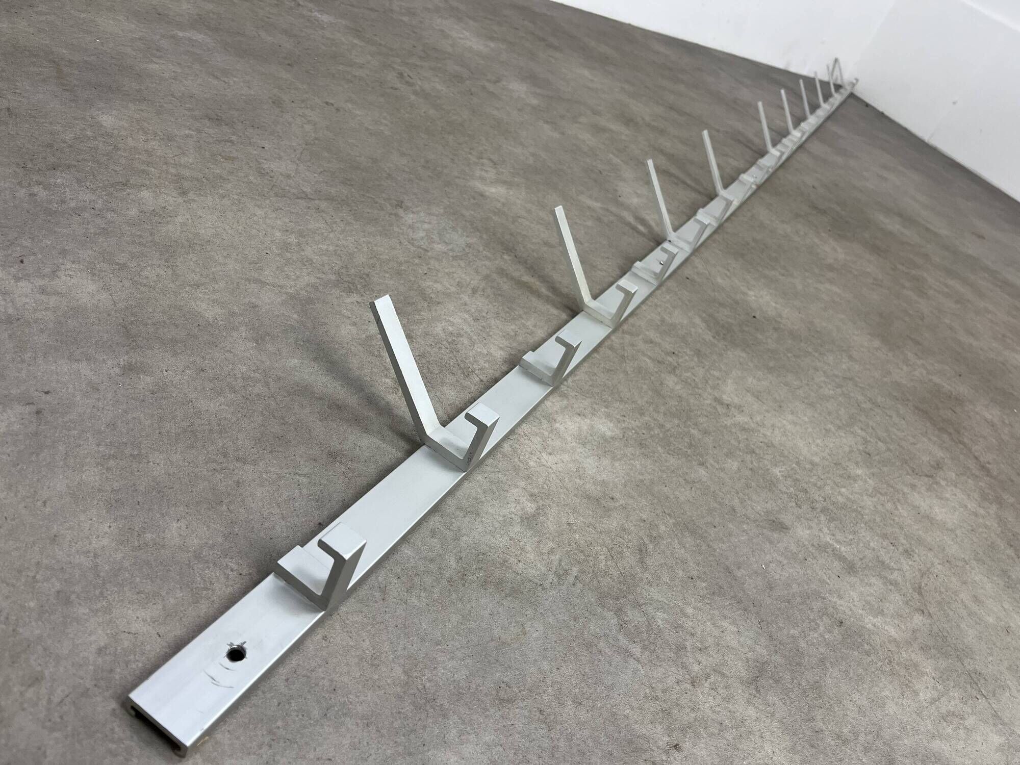 70s design aluminum wall coat rack, 21 hooks