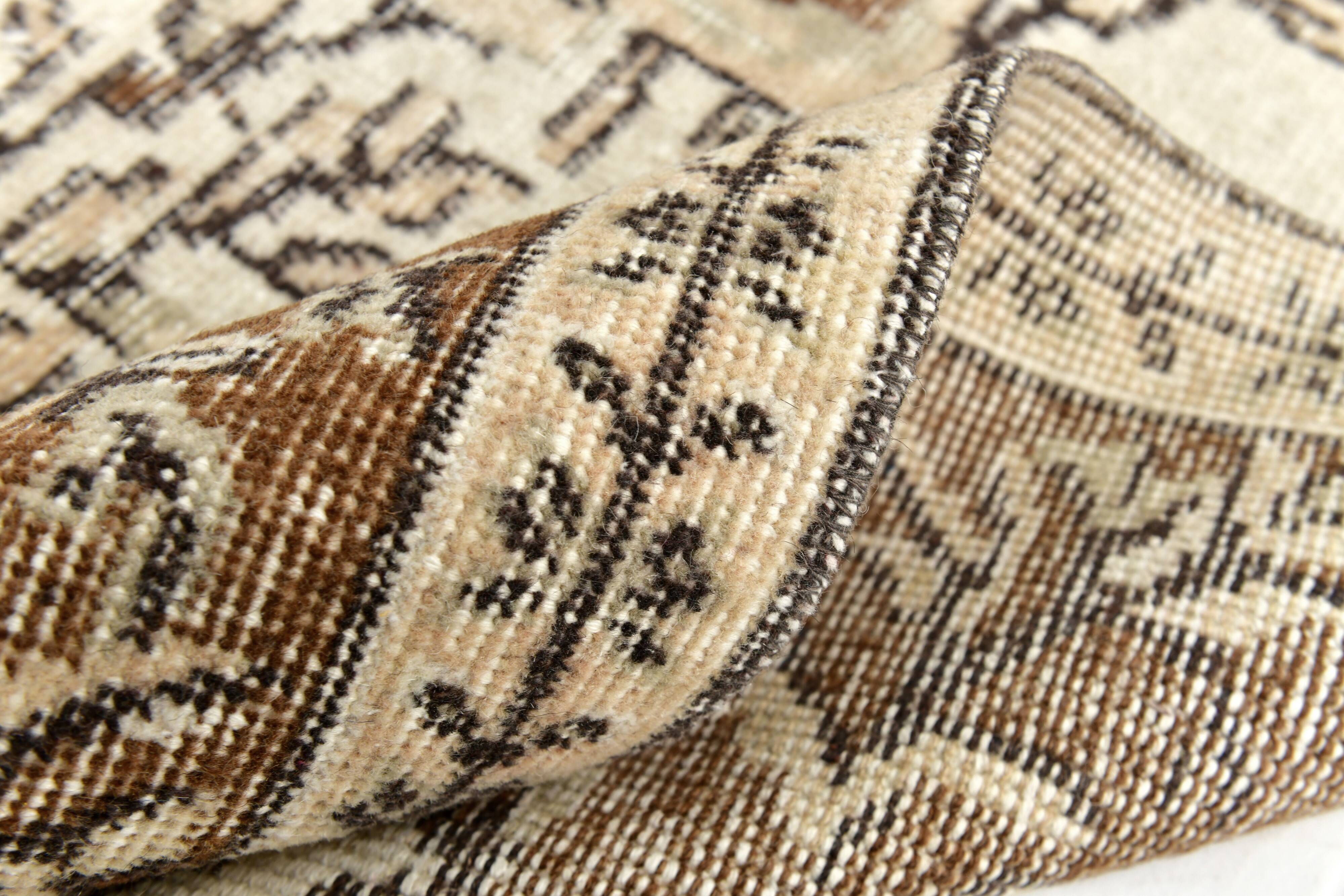 6x10 Turkish Cream & Brown Oriental Vintage Rug, 177x296Cm