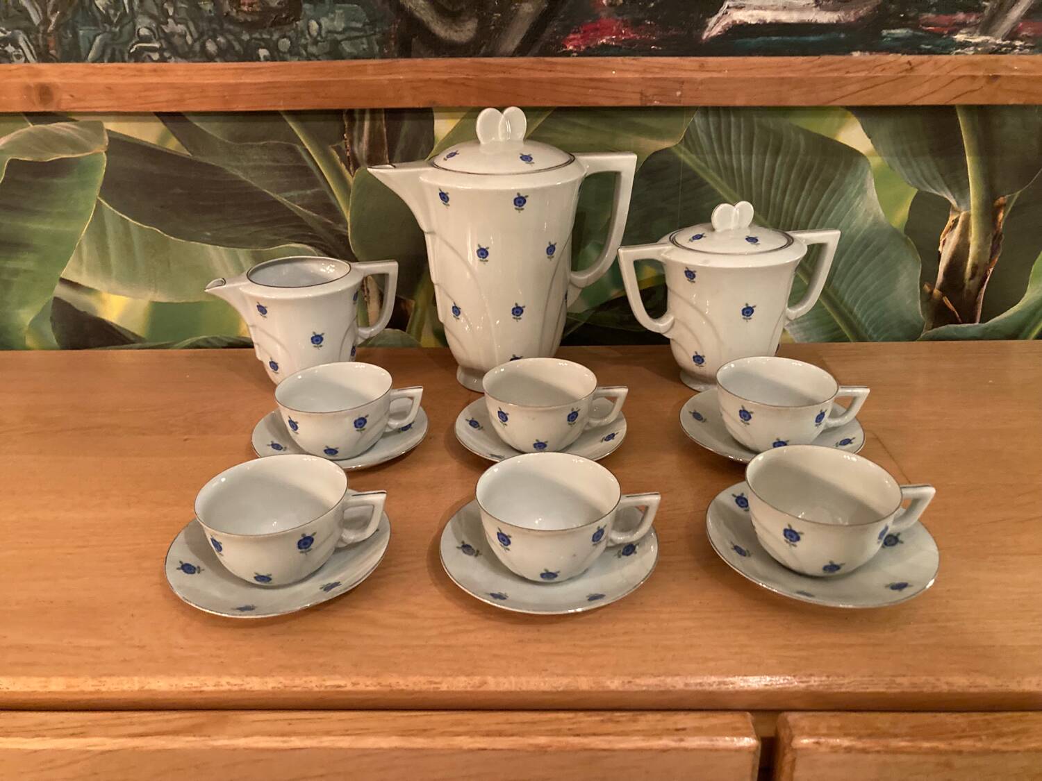 Retro Czechoslovakia Celadon Coffee Service