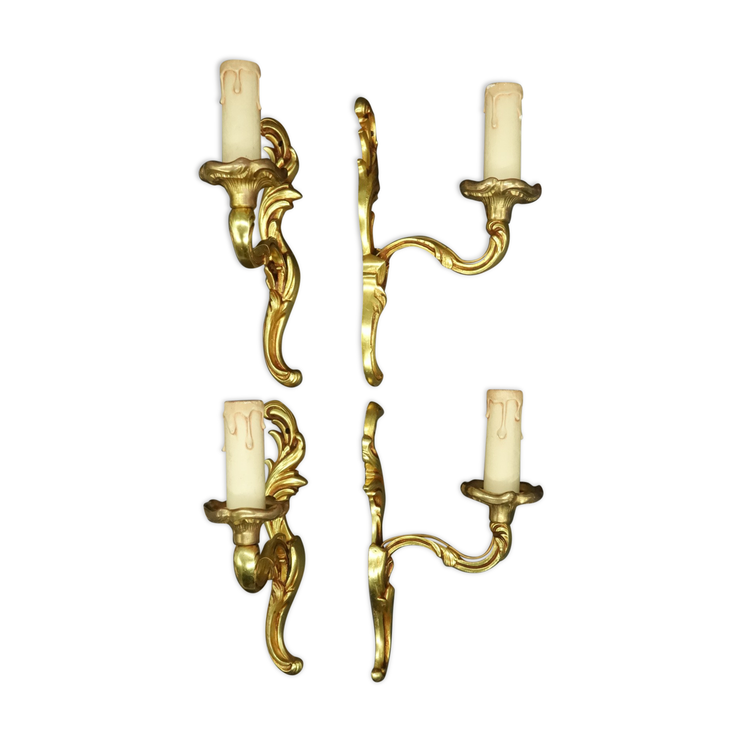 Series of 4 louis XV style wall lamps - Lucien Gau, Paris