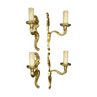 Series of 4 louis XV style wall lamps - Lucien Gau, Paris