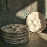 Vintage French white Majolica oyster plate