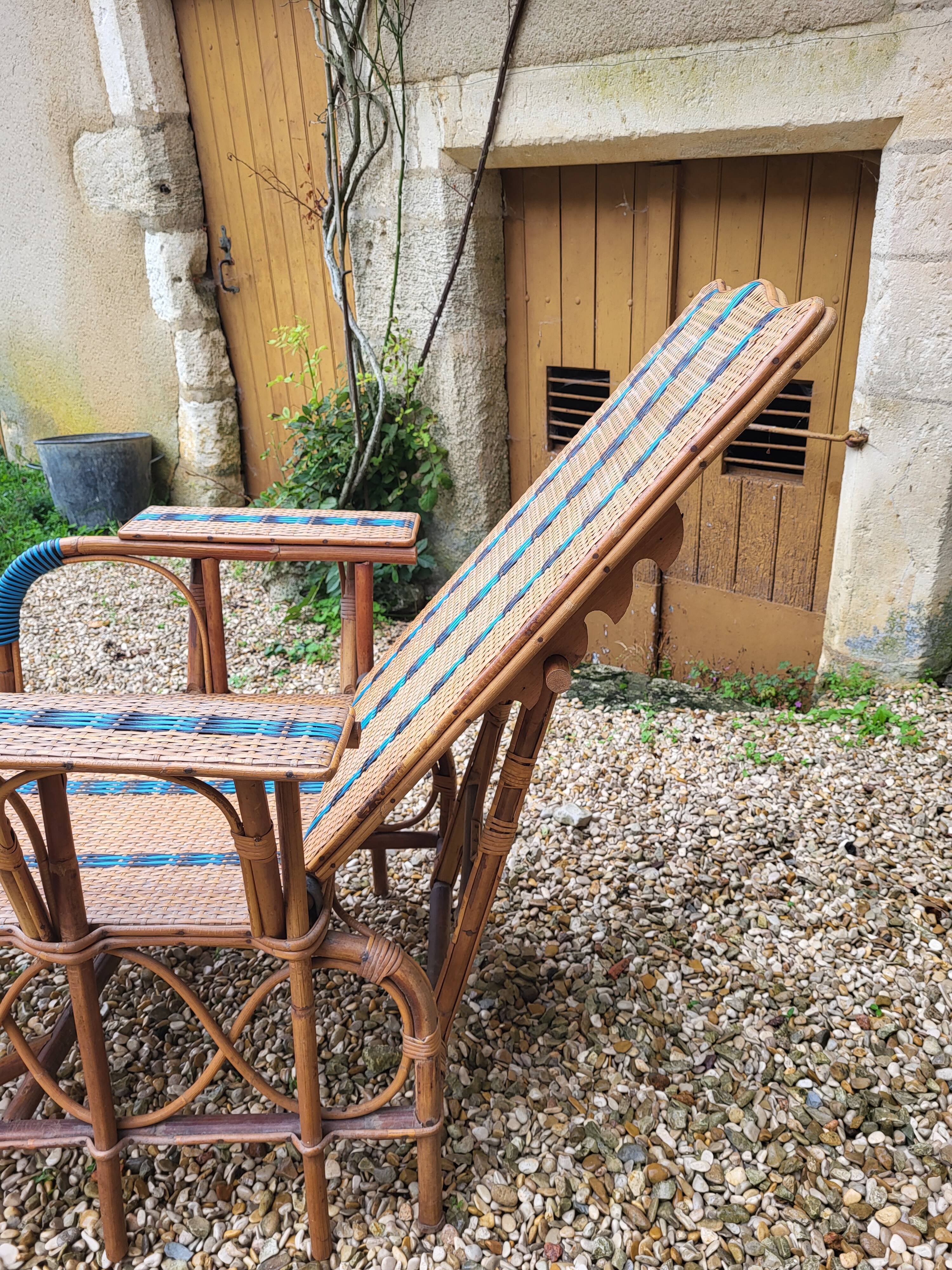 Rattan armchair / chaise longue