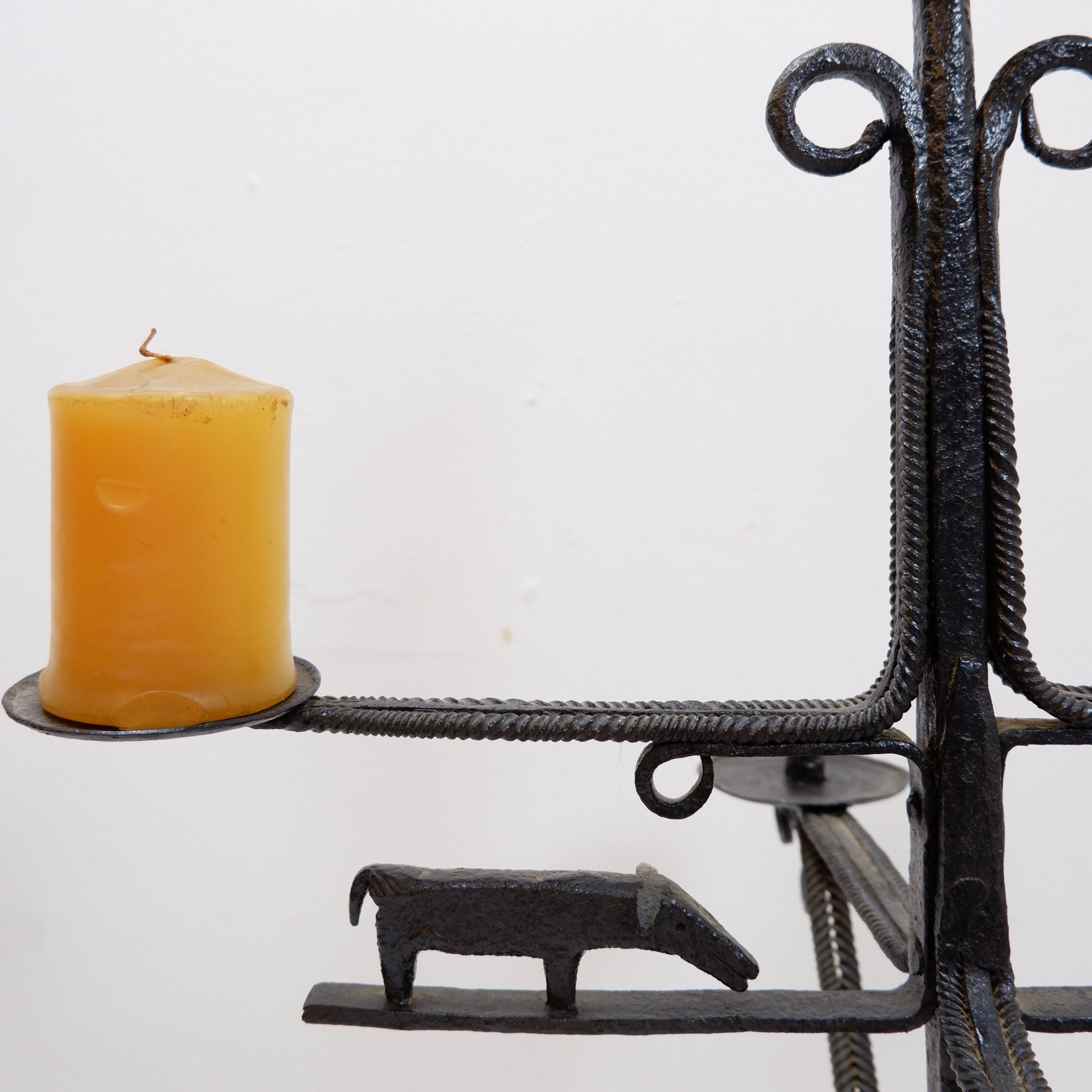 Wrought iron candle holder - France, 20th century