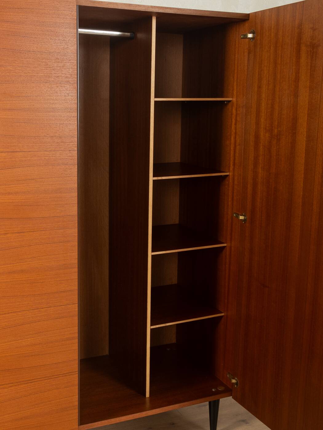 Elegant wardrobe from the 1960s in teak veneer