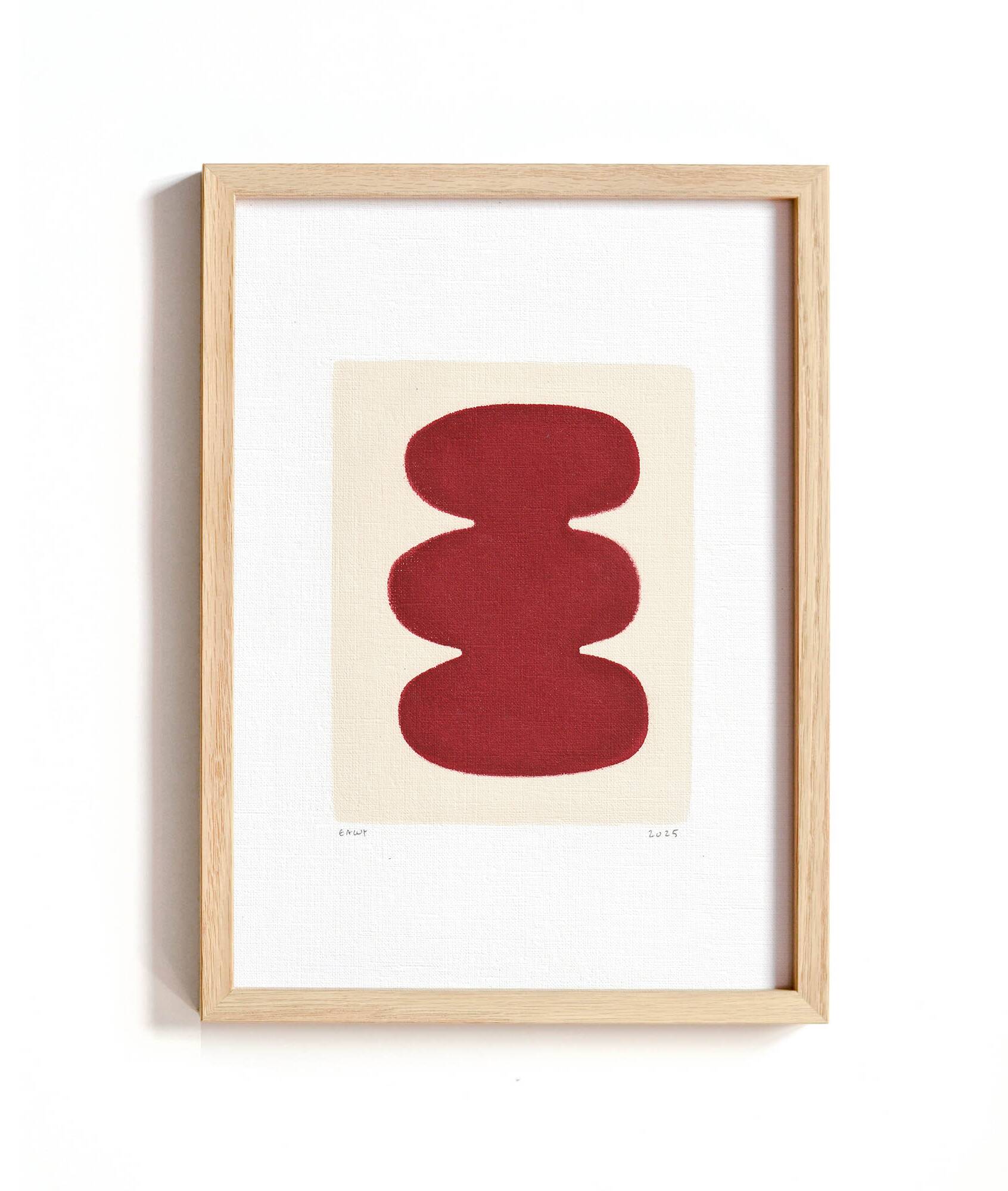 Peinture abstraite sur papier illustration rouge signée Eawy