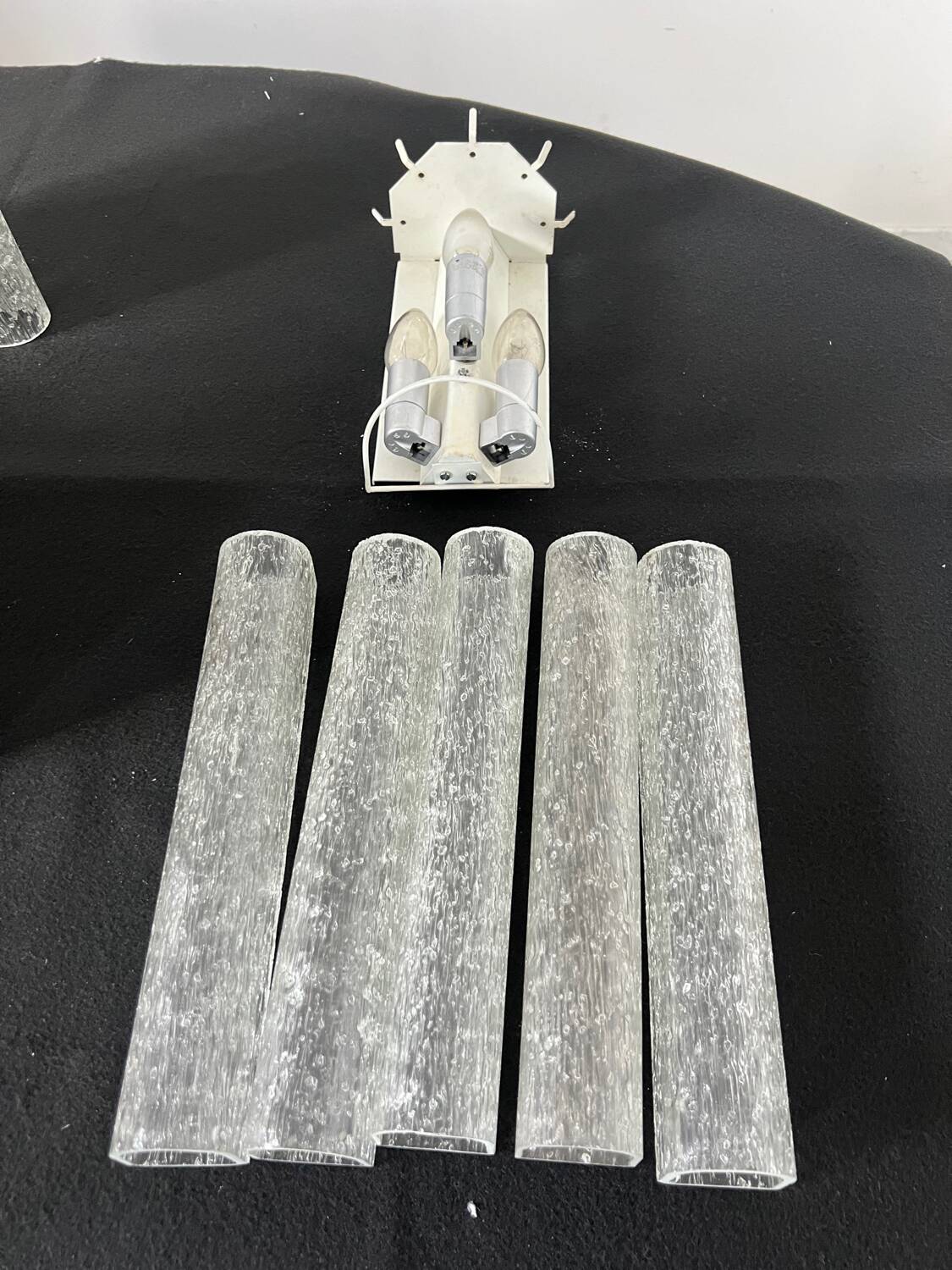 Set of 4 large doria wall lights in glazed glass design from the 60s vintage 3 lights