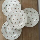 4 Churchill flat flowery plates