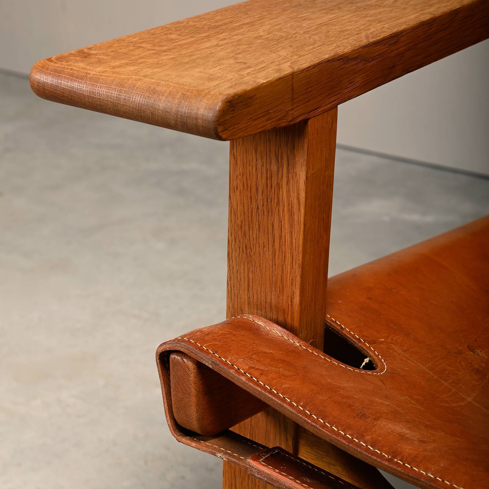 Børge Mogensen Spanish Chair in Cognac Leather and Oak for Fredericia, 1967
