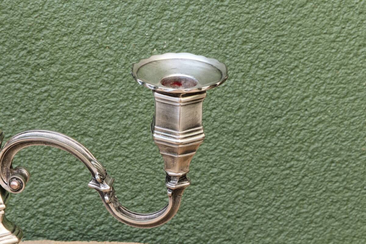 3-light silver-plated metal candlestick