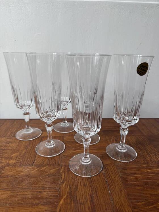 6 flûtes à champagne Cristal d'Arques