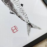 Framed Art Print, "Gyotaku of a Mackerel"