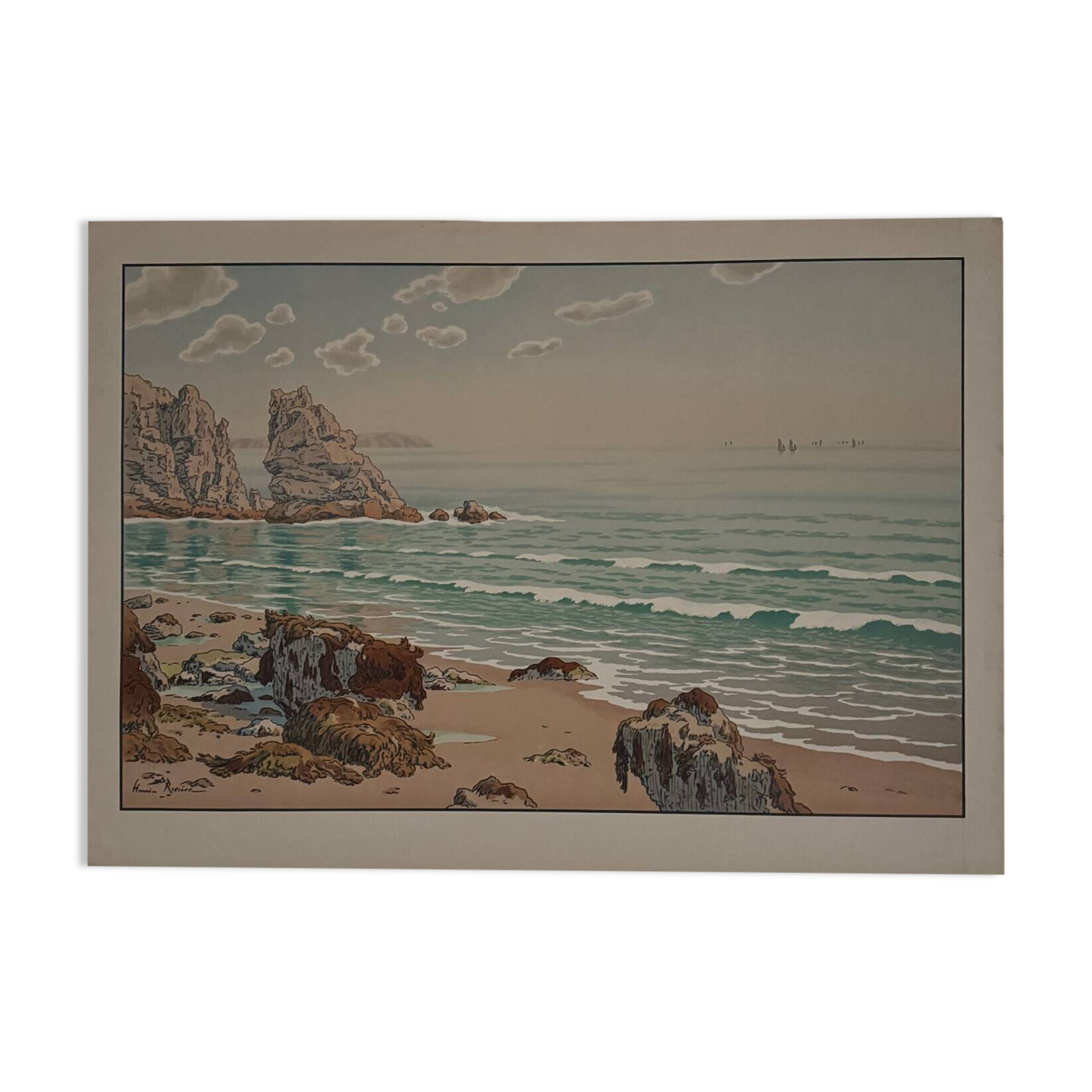 Lithograph by Henri Rivière The Aspects of Nature - The Sea