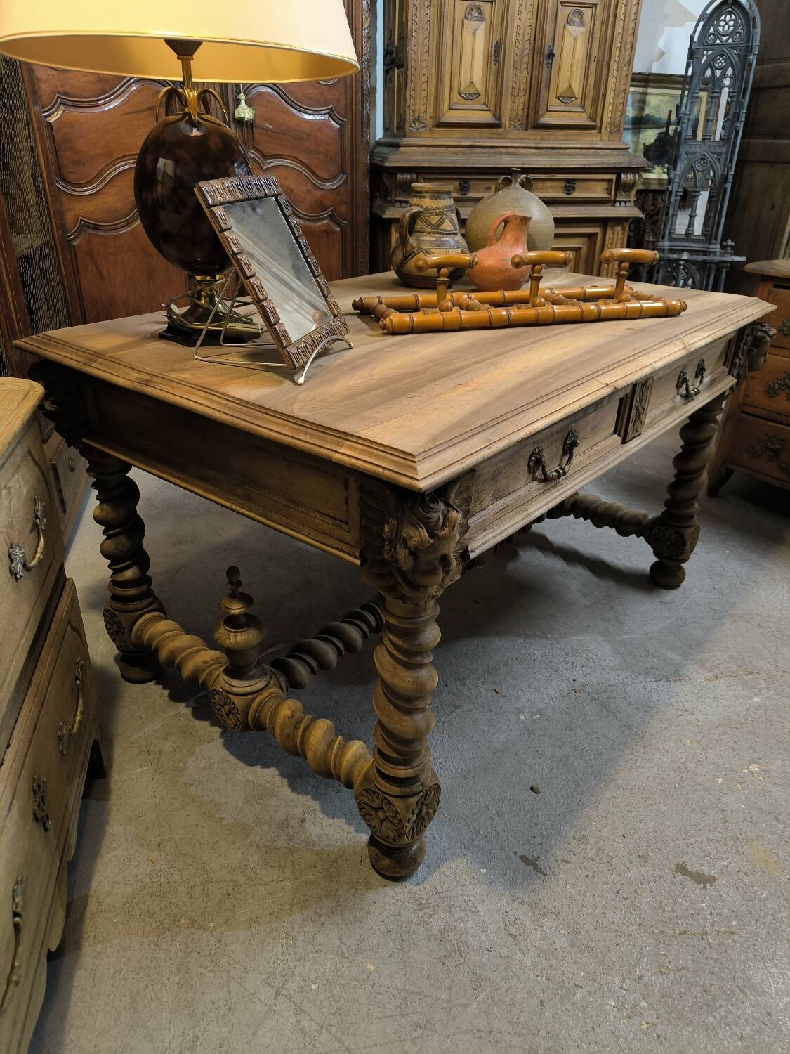 19th century desk in natural solid walnut.
