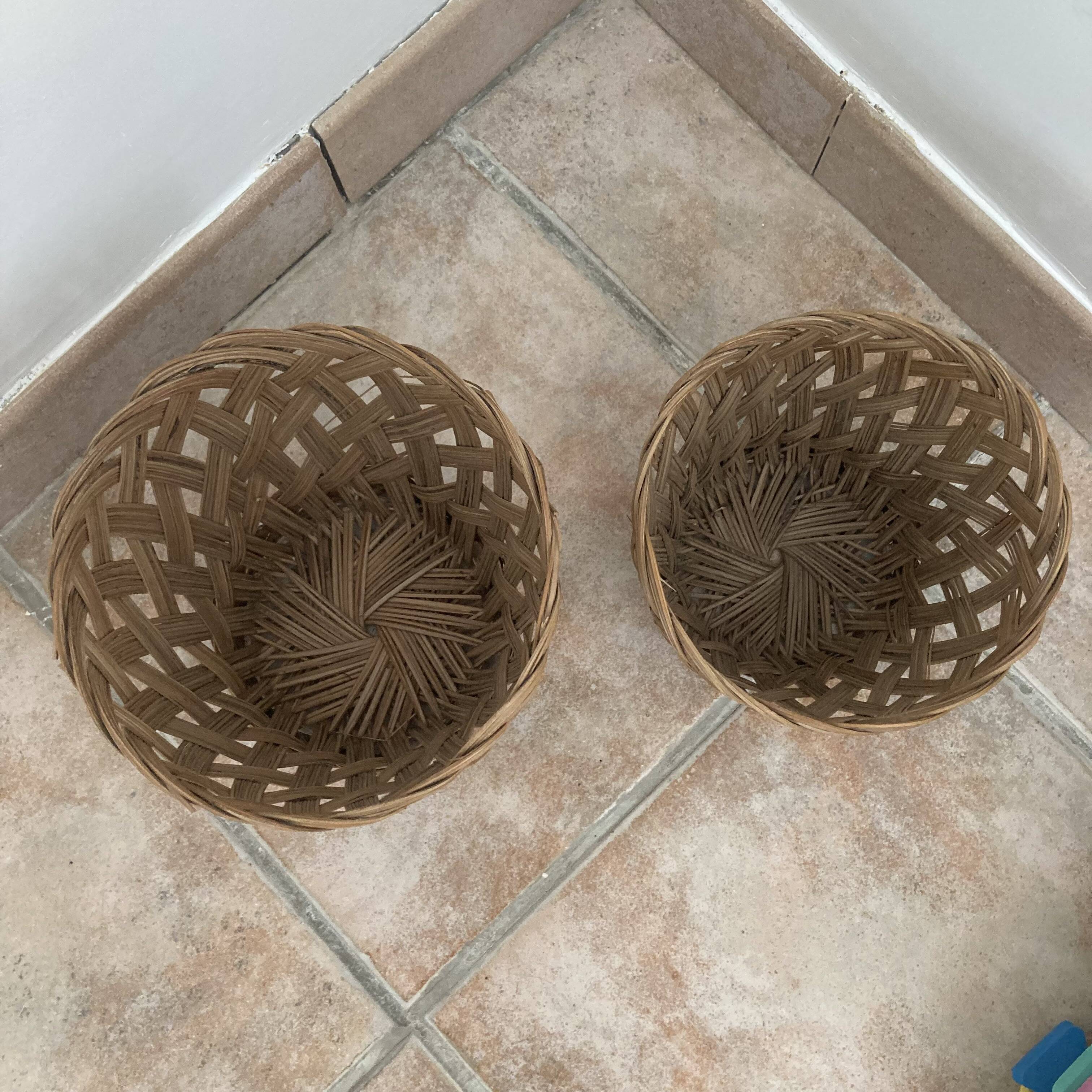 Vintage woven wicker plant pot cover