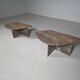 Sculptural Italian coffee tables in Breccia marble, 1970.