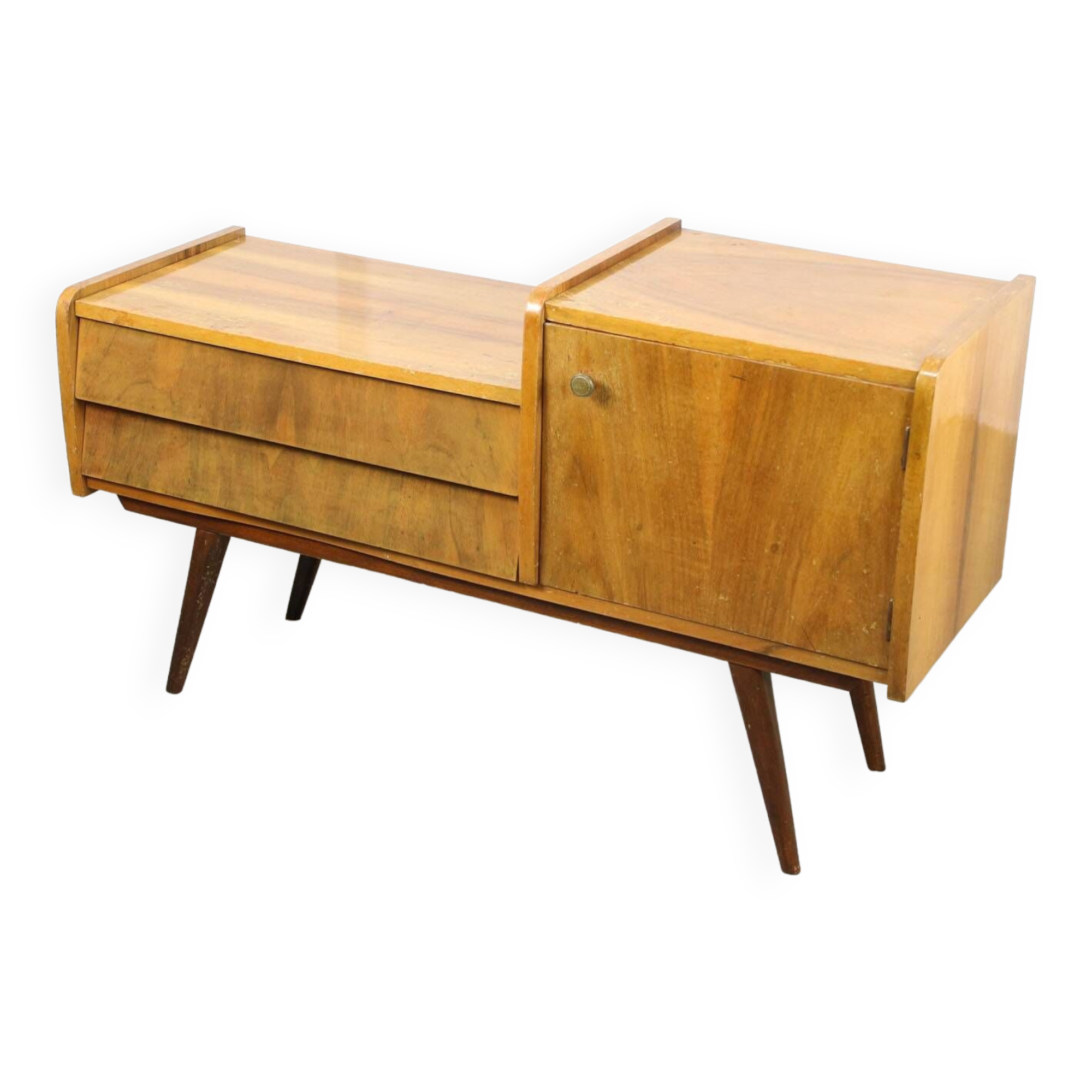 Mid-century Italian Wood and Brass Sideboard, 50s