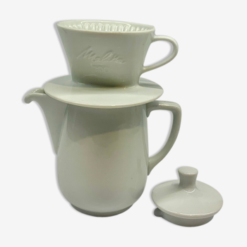 Melitta ceramic coffeepot & filter, 1960s