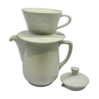 Cafetière et filtre en céramique Melitta, années 1960