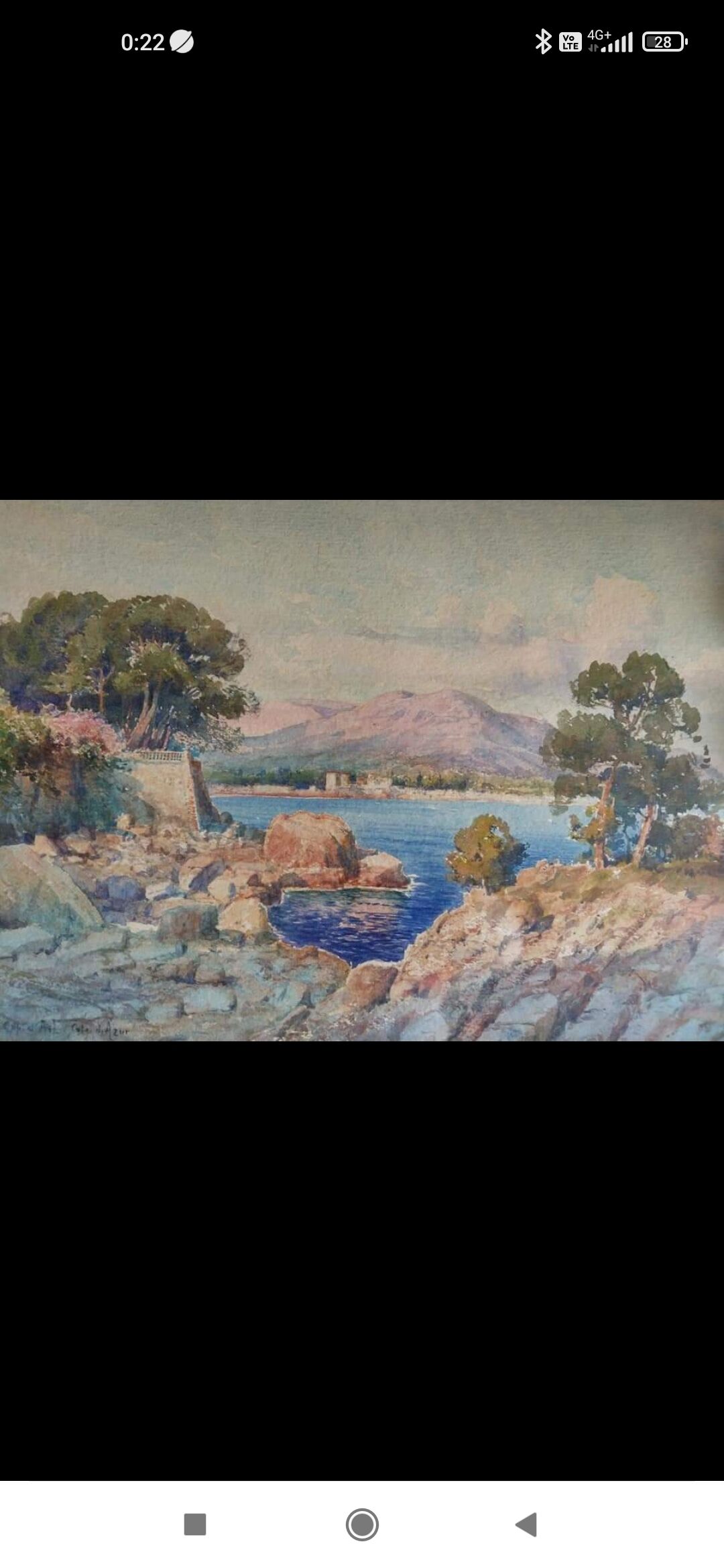 Watercolor painting of a view of Cap d'Ail by Émile Gauffriaud