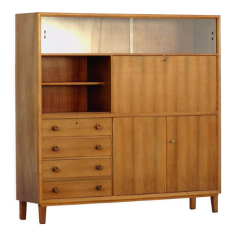 Vintage bookcase in walnut with secretary desk, 1960s