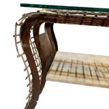 Metal coffee table with glass top
