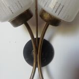 Pair of double double opaline and brass appliques