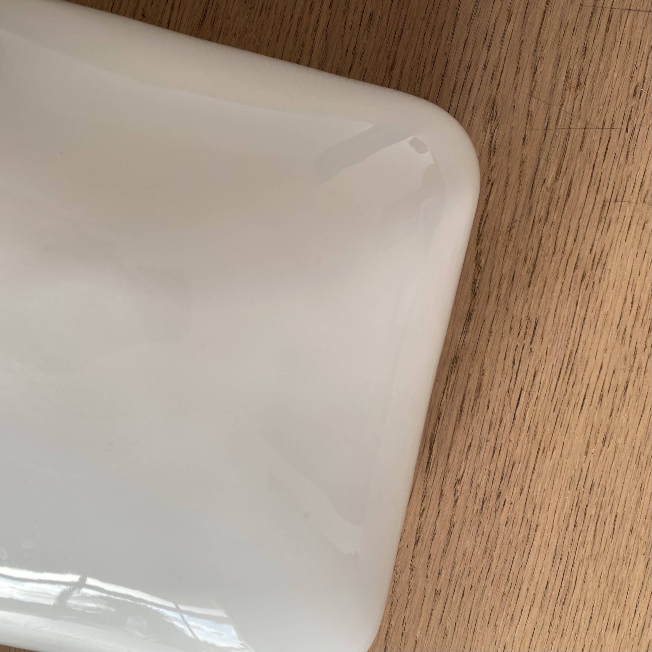 Square wall and ceiling light in white opaline glass, 1960-1970