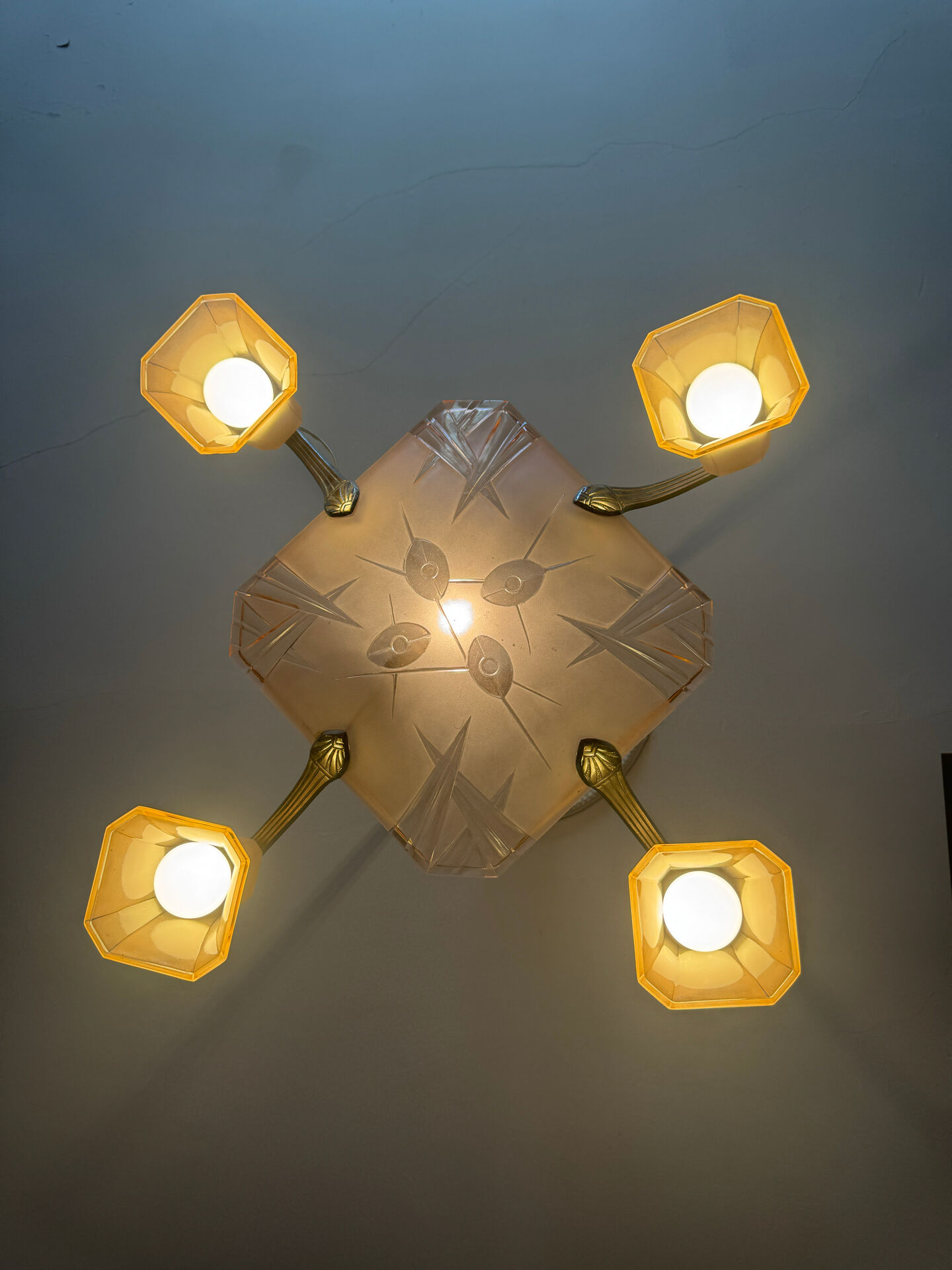 Art Deco chandelier signed Degué
