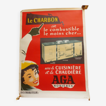 Affiche publicitaire des années 50'S , cuisinière AGA