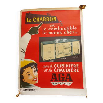 Affiche publicitaire des années 50'S , cuisinière AGA