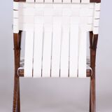 Fauteuil Art Déco restauré, par Jan Vaněk, chêne, coton, tchèque, années 1940