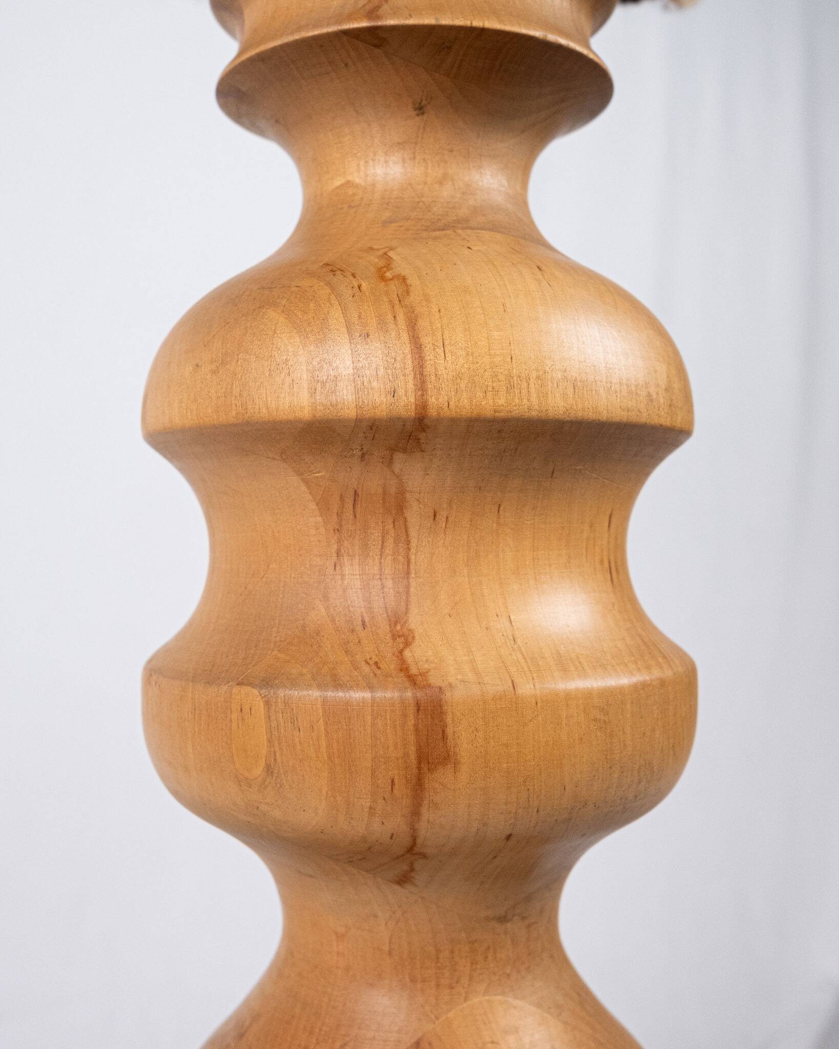 Large oak and wool lamp, French work from the 1960s.