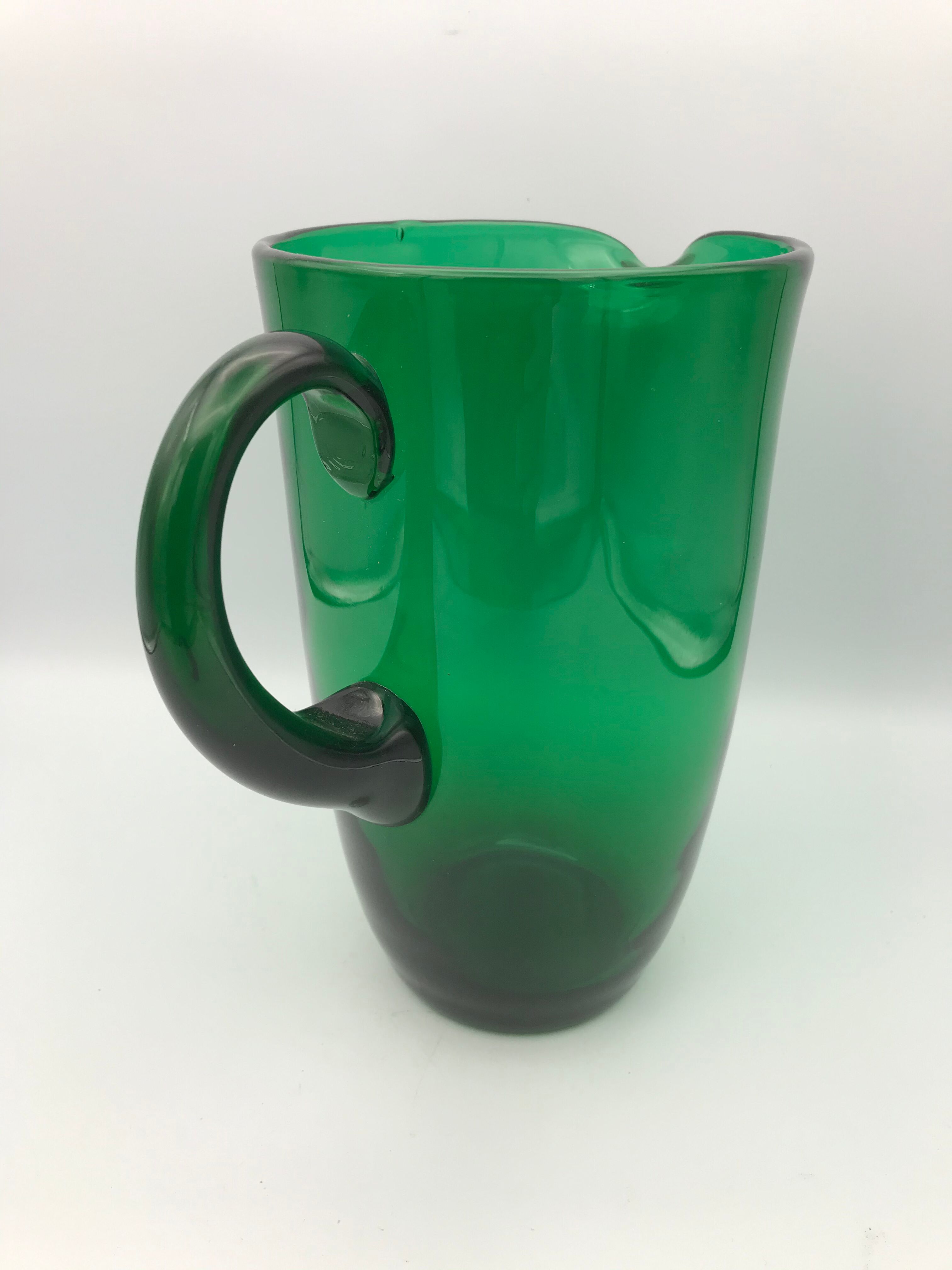 Vintage pichet in verre blown green emerald
