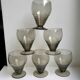 Ensemble de 6 petits verres à vin design art déco en verre fumé années 30-40