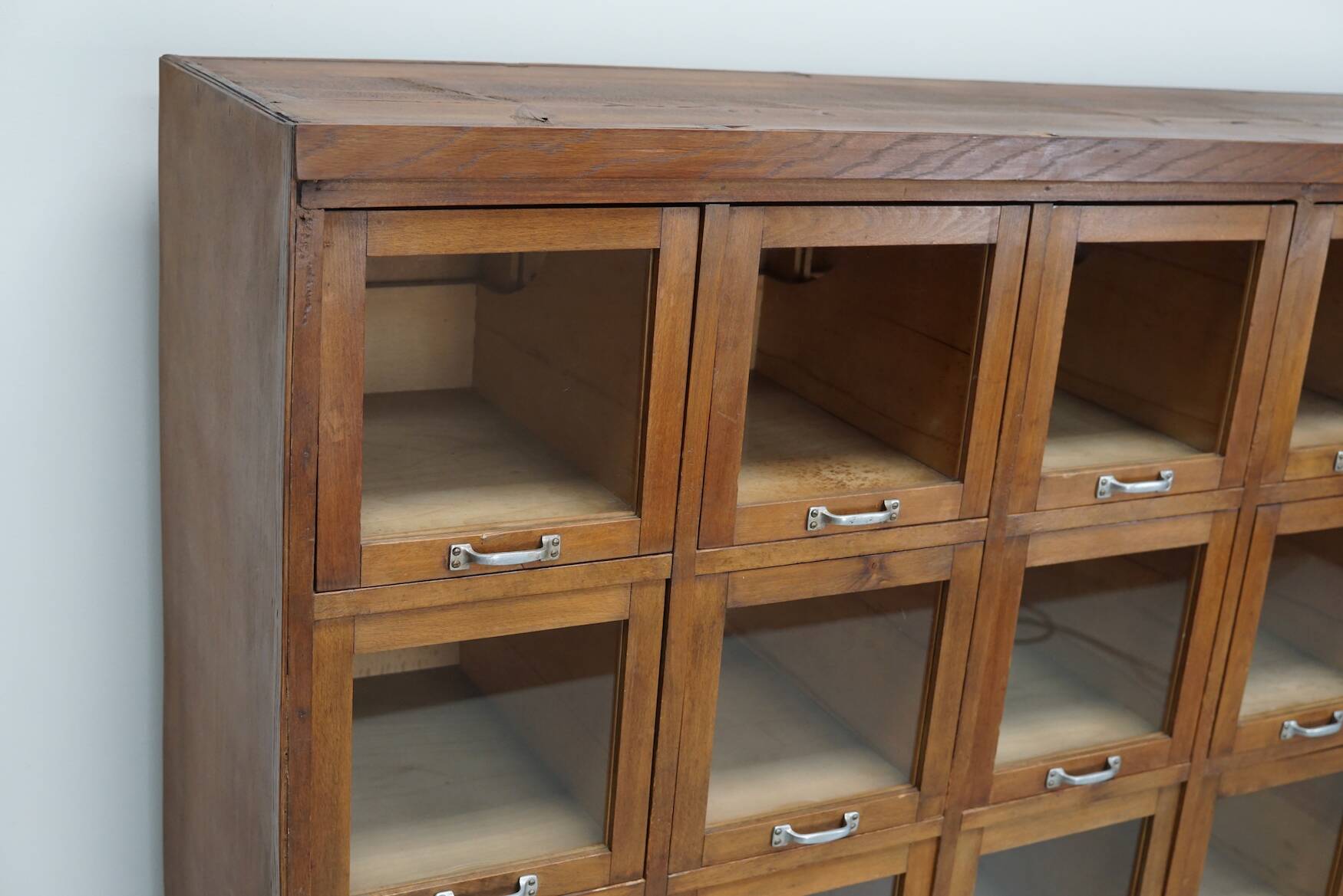Vintage Large German Beech Haberdashery Shop Cabinet / Vitrine, 1950s
