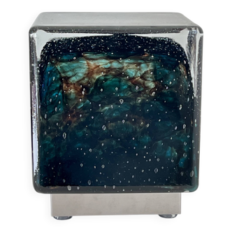 Cubical glass table lamp from Murano by Limburg, Germany 70s