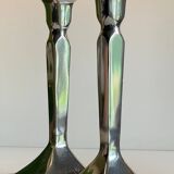Pair of vintage cast aluminum candlesticks