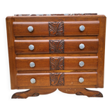 1930 Art Deco chest of drawers with recessed pink marble