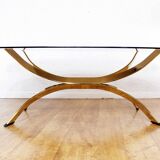 Italian coffee table in solid brass and beveled glass