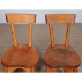 Ensemble de 4 chaises en pin par René Faublée, 1950