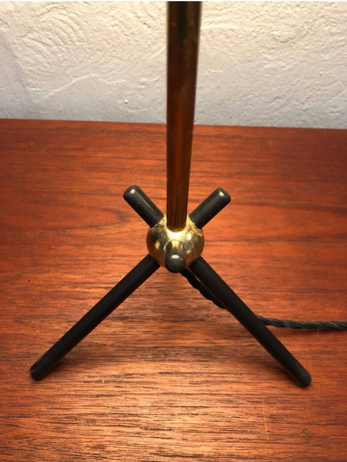 Mid-Century Modern Table Lamp in Brass with Vintage Gucci Shade