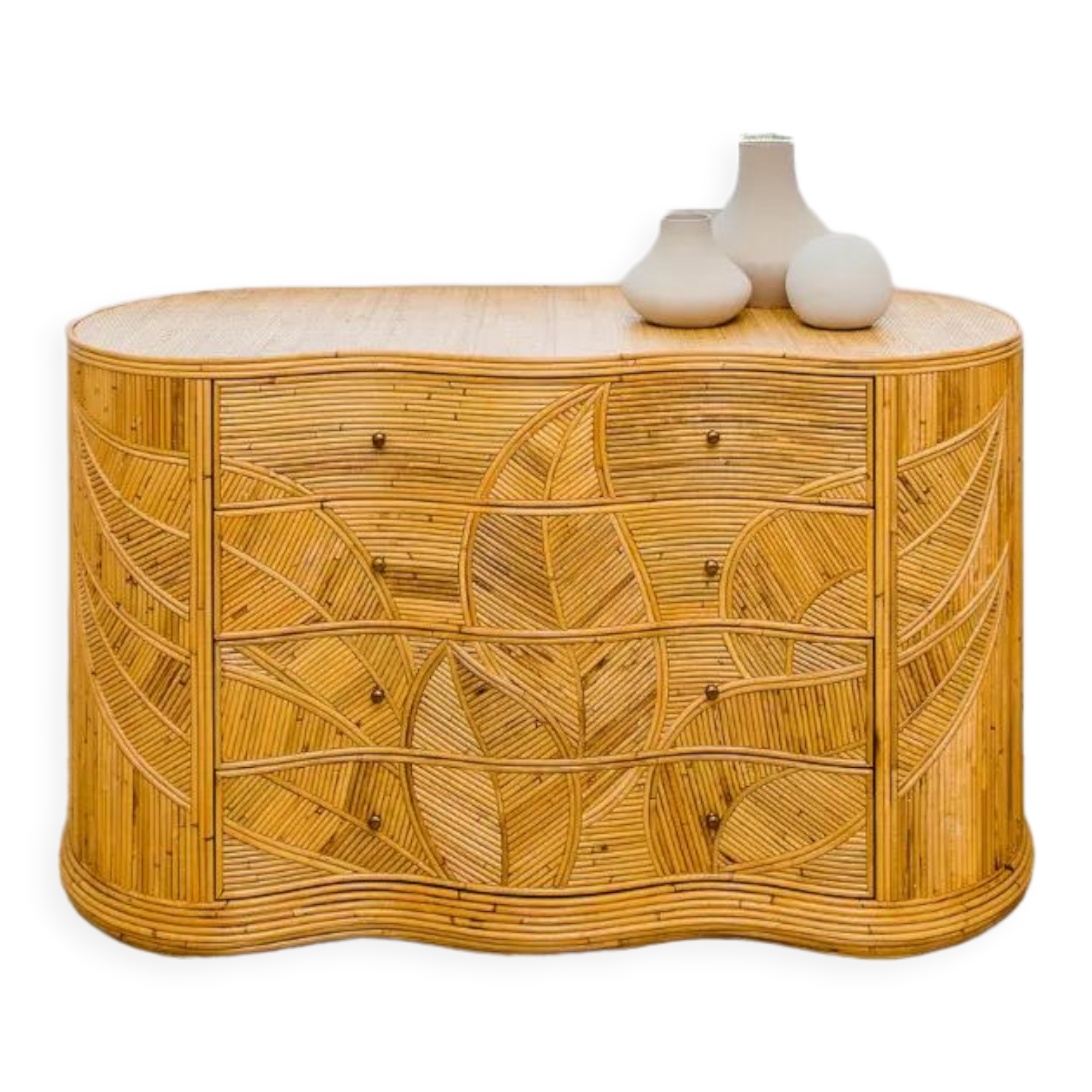 Commode à 4 tiroirs en rotin