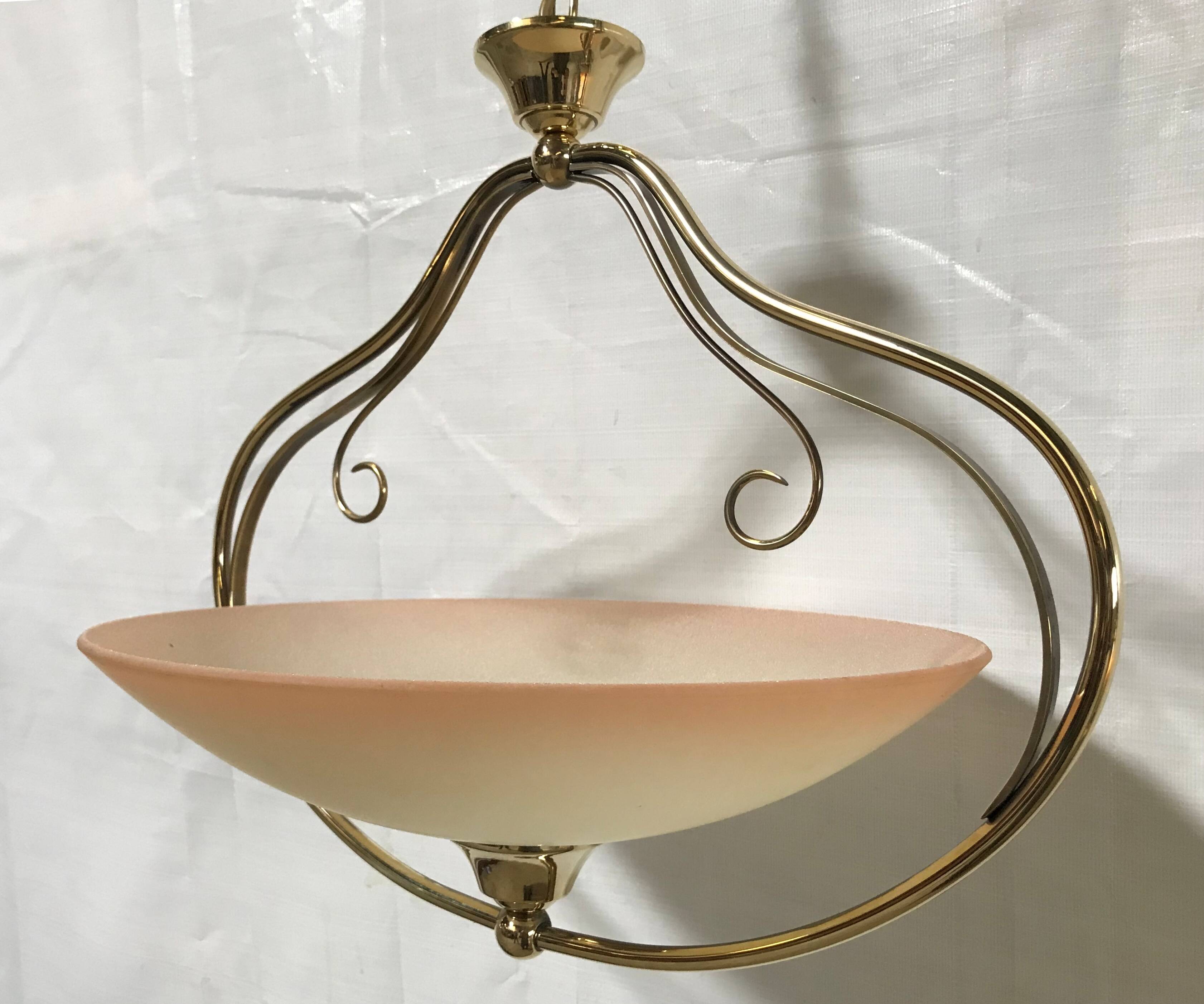 Early 20th Century Art Deco Style Brass Chandelier