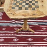 Rustic handmade chess table made of natural olive wood