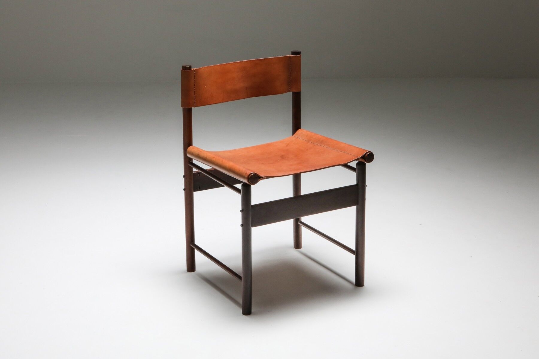 Zalszupin Jacaranda Dining Room Chairs with Saddle 1950 Cognac Leather Seats