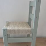 Set of two children's chairs in wood, jute and sisal