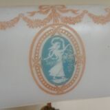 Brass & Satin Opaline Desk Lamp, Woman with Antique Ribbon Bows