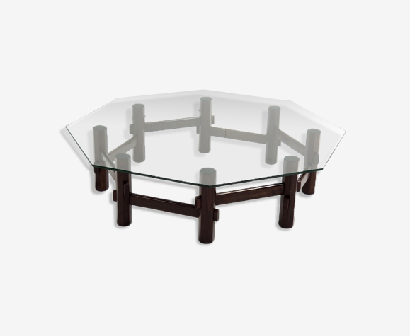 Italian styled coffee table in rosewood with glass top